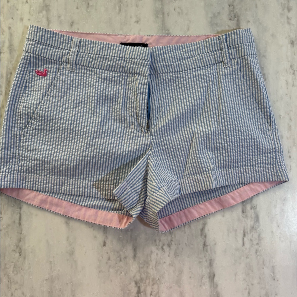 Southern Marsh Blue and White Striped Seersucker Shorts size 4